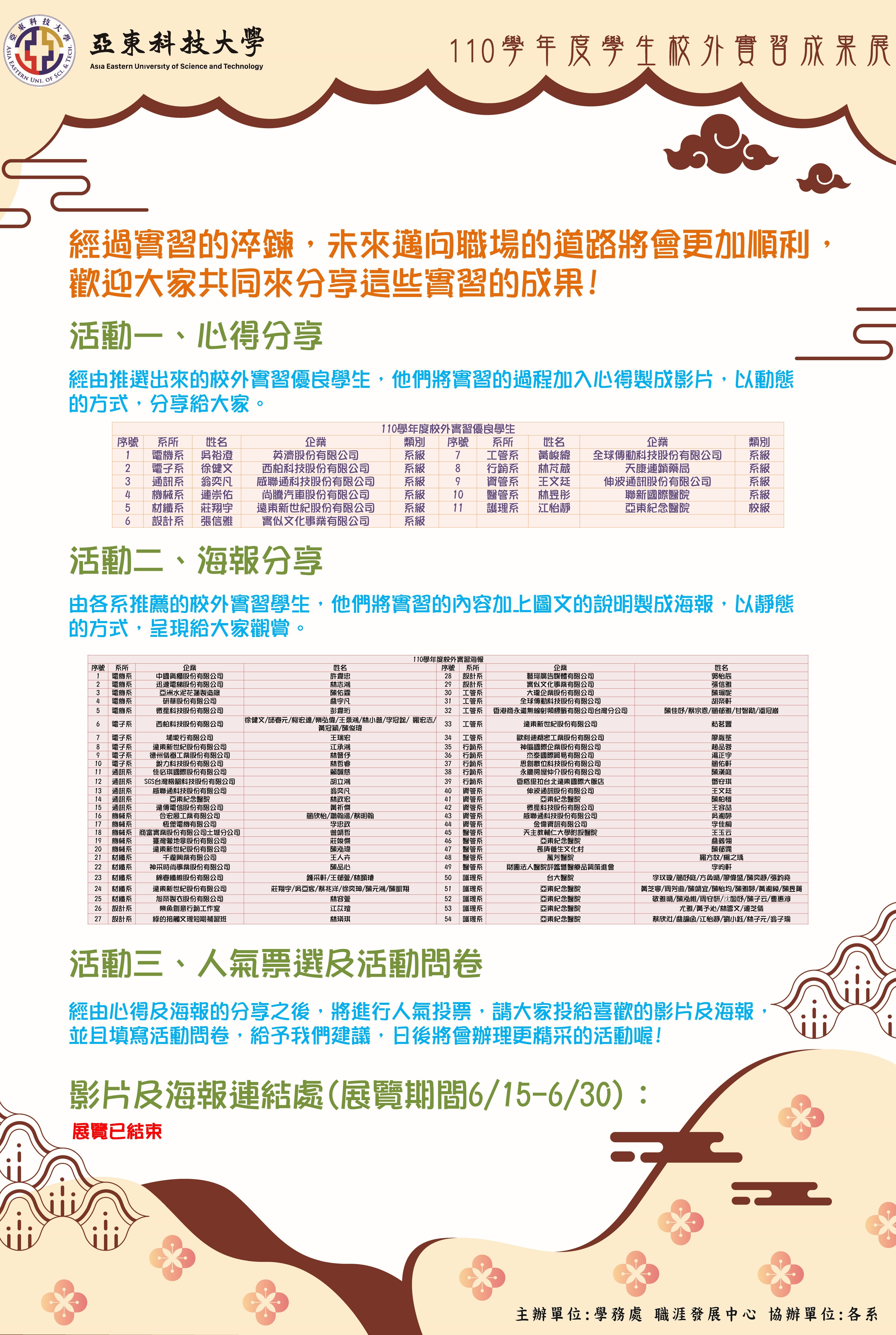 110校外實習線上成果展